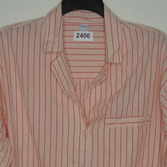 Old Navy* Women's 3/4 Long Sleeve Button Down Curved Hem Striped Blouse~ Size 2X - Picture 7 of 11